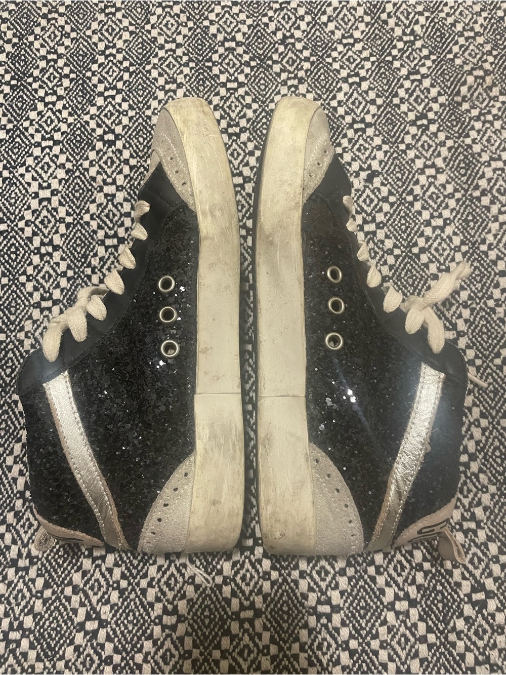 Golden Goose High-Top Sneakers in Black and Cream - Picture 8 of 10